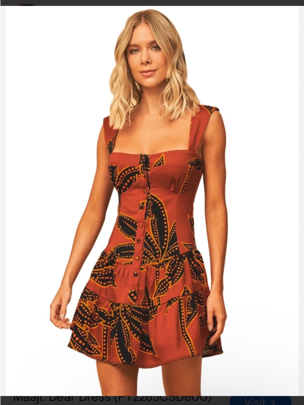 Maaji Rust Orange Floral Button-Front Mini Dress